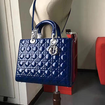 bagsAll Lady Dior Large 32 Navy Blue Silver Tone 1589