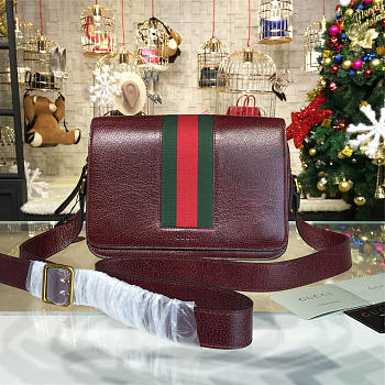 Gucci Shoulder Bag Wine Red Leather 2150 33cm