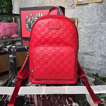 Gucci GG Embossed 42 Leather Backpack Red 08