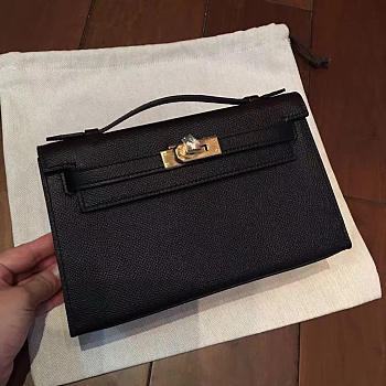 Hermès Kelly Pochette Epsom 22 Black/Gold BagsAll Z2681