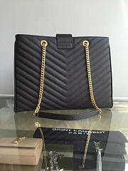 YSL Classic Shopper Grained Calfskin 35 Gold Black BagsAll  - 4