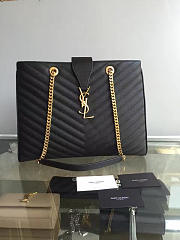 YSL Classic Shopper Grained Calfskin 35 Gold Black BagsAll  - 2