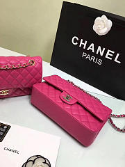 Chanel Medium Classic Flap Hot Pink Lambskin Silver/Gold 25cm - 5