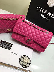 Chanel Medium Classic Flap Hot Pink Lambskin Silver/Gold 25cm - 3