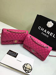 Chanel Medium Classic Flap Hot Pink Lambskin Silver/Gold 25cm - 2