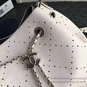 Chanel Perforated Drawstring Bucket Bag White BagsAll A93596 VS02239 - 2
