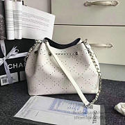 Chanel Perforated Drawstring Bucket Bag White BagsAll A93596 VS02239 - 3