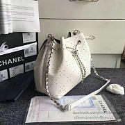 Chanel Perforated Drawstring Bucket Bag White BagsAll A93596 VS02239 - 4