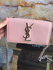 YSL Silver Monogram Kate Pink Grain De Poudre Embossed Leather BagsAll 5022 - 4