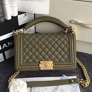 Chanel Quilted Caviar Le Boy 25 Top Handle Green VS09524