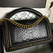 Chanel Snake Embossed Le Boy 25 Top Handle Black Gold A14041 VS02449 - 2