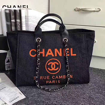 Chanel Shopping Bag Dark Blue BagsAll A68046 VS04495 38cm