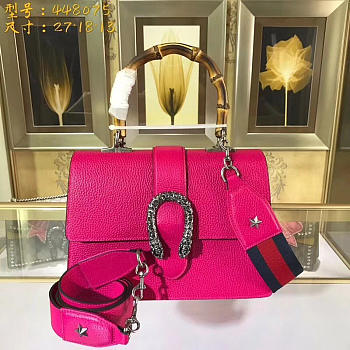 Gucci Dionysus Medium Top Handle Bag Rose Red Leather 27cm