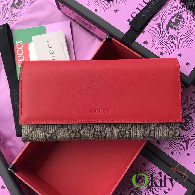Gucci GG Leather Wallet Red BagsAll 2128 - 1