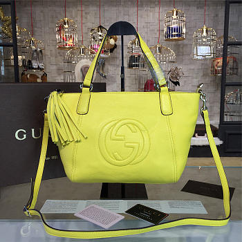 Gucci Leather Soho 26.5 Top Handle Bag Yellow Leather