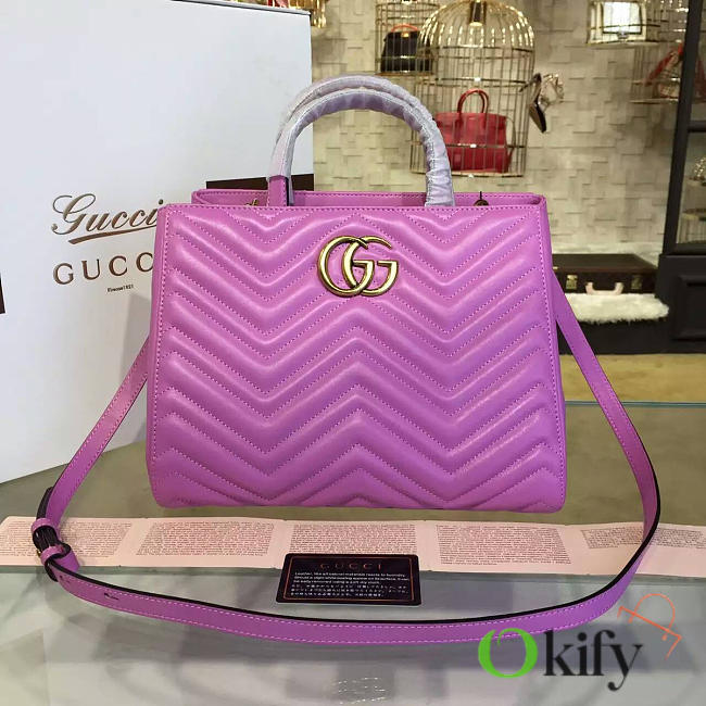 Gucci GG Marmont 31.4 Matelassé Purple Tote 2225 - 1