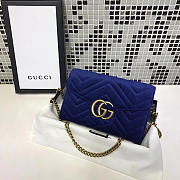 Gucci GG Marmont Velvet Leather WOC Navy Blue 2575 20cm - 1