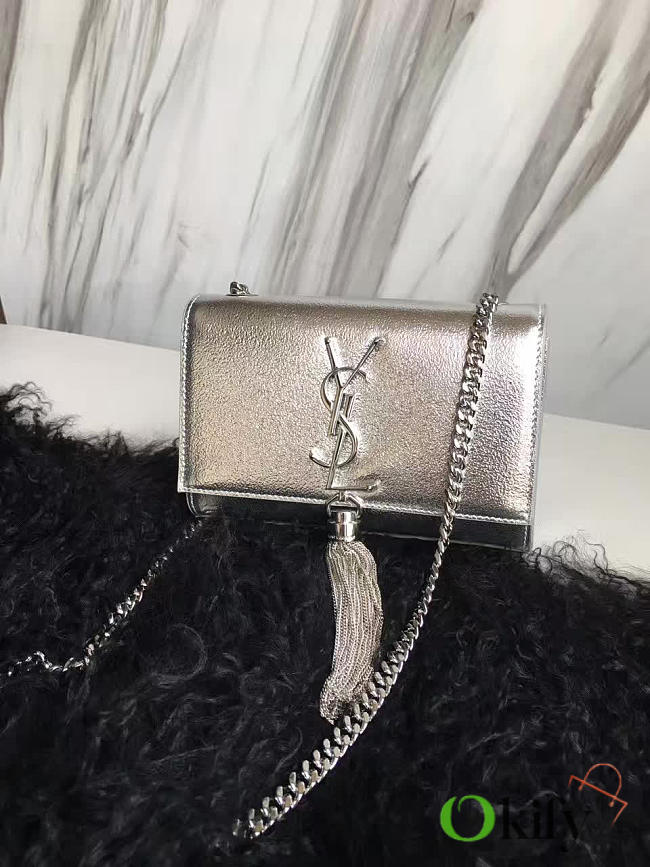 YSL Kate Chain Wallet With Tassel In Crinkled Metallic Leather BagsAll 4991 - 1