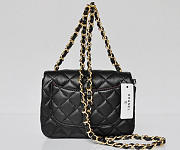 CC Lambskin Leather Flap Bag With Gold Hardware Black 17.5cm - 5