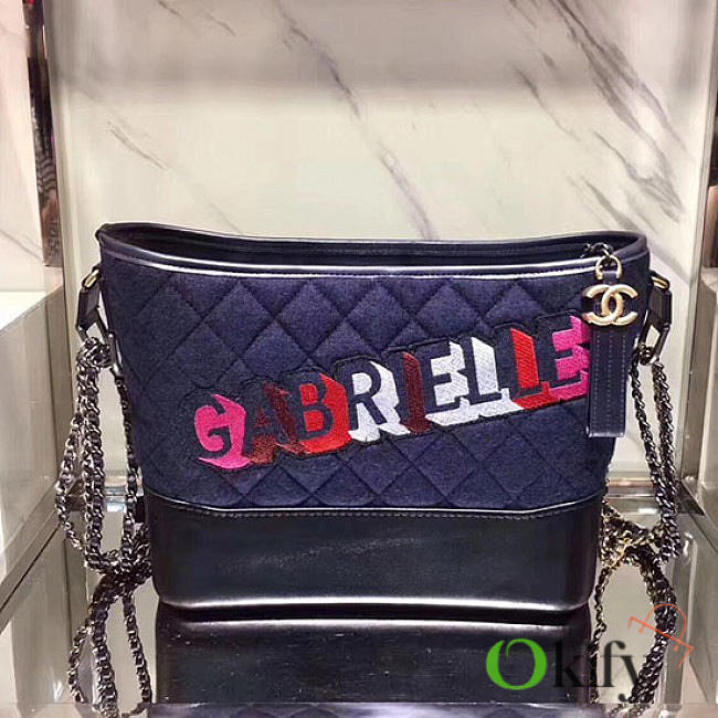 CC GABRIELLE Large Hobo Bag 28 Navy Blue & Black A93824  - 1