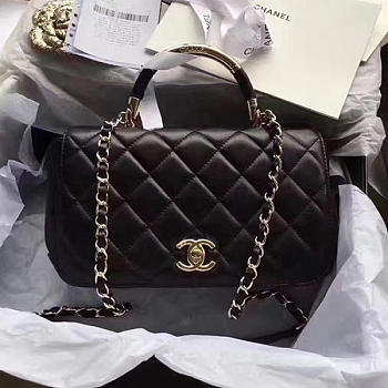 Chanel Caviar Quilted Lambskin Flap Bag with Top Handle Black A93752 25cm