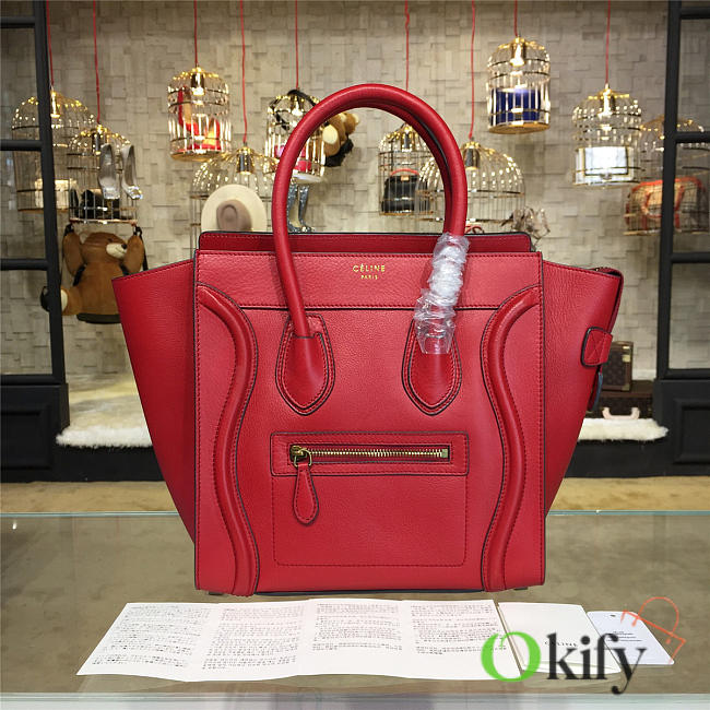 BagsAll Celine Leather Micro Luggage Red Z1077 26.5cm  - 1