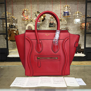 BagsAll Celine Leather Micro Luggage Red Z1077 26.5cm 