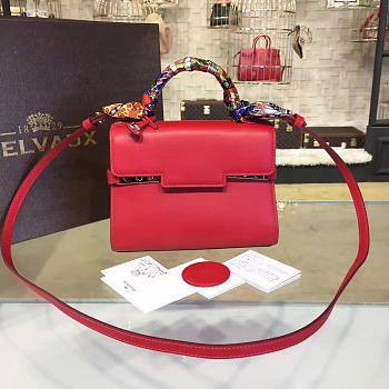 bagsAll Delvaux Calfskin Mini Tempete Satchel Red 1460