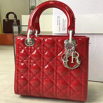 bagsAll Lady Dior Medium 24 Red Shiny Silver Tone1580