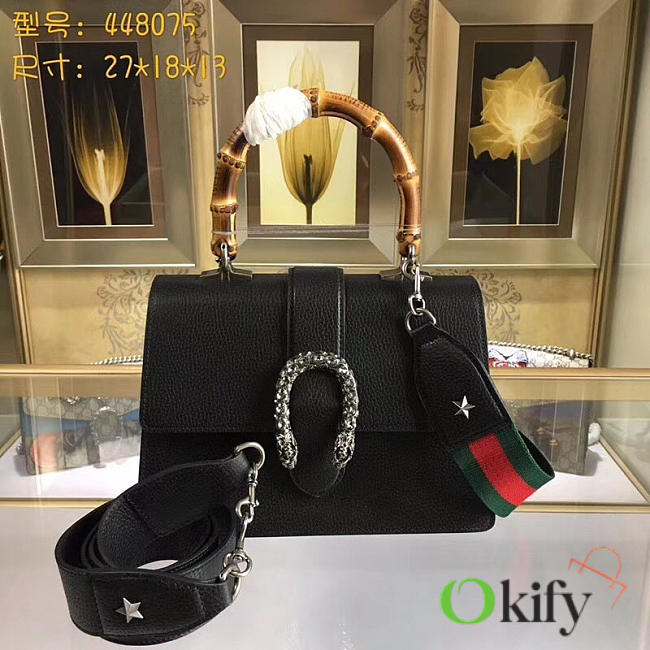 Gucci Dionysus Medium Top Handle Bag Black Leather 27cm - 1