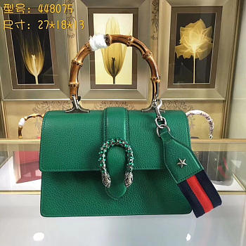 Gucci Dionysus Medium Top Handle Bag Rose Green Leather 27cm