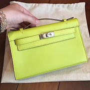Hermès Kelly Pochette Box Calf 22 Kiwi/Silver BagsAll Z2829 - 1