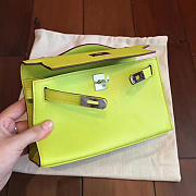 Hermès Kelly Pochette Box Calf 22 Kiwi/Silver BagsAll Z2829 - 2