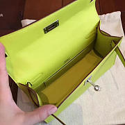 Hermès Kelly Pochette Box Calf 22 Kiwi/Silver BagsAll Z2829 - 5