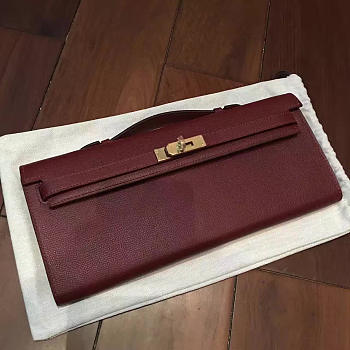 Hermès Kelly Clutch 31 Wine Red/Gold BagsAll Z2848
