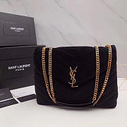 YSL Loulou Monogram Quilted Velvet 30 Shoulder Bag Black  - 1