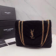 YSL Loulou Monogram Quilted Velvet 30 Shoulder Bag Black  - 2