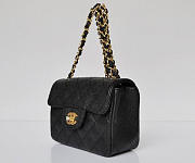 CC Caviar Leather Flap Bag With Gold Hardware Black 17.5cm - 5