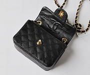 CC Caviar Leather Flap Bag With Gold Hardware Black 17.5cm - 4