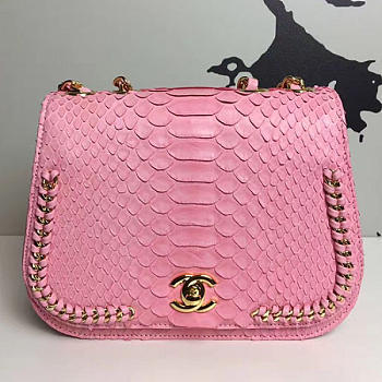 Chanel Snake Embossed Flap Shoulder Bag Pink BagsAll A98774 VS09287