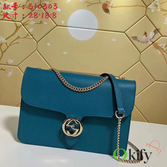 Gucci GG Flap Shoulder Bag On Chain Sapphire Blue BagsAll 510303 - 1