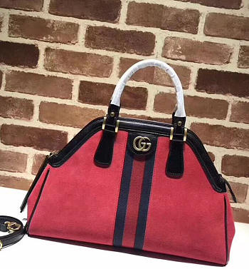 Gucci RE(Belle) Suede Medium Top Handle Bag ‎516459 Red 2018 39cm