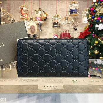 Gucci Long Wallet 22 Black Embossed Leather 