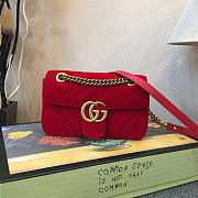 Gucci GG Marmont 22 Matelassé Velvet Red Leather 2257 - 1