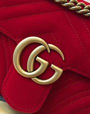 Gucci GG Marmont 22 Matelassé Velvet Red Leather 2257 - 4