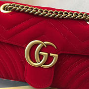 Gucci GG Marmont 22 Matelassé Velvet Red Leather 2257 - 3