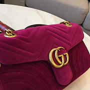 Gucci GG Marmont 26 Matelassé Velvet Leather Wine Red 2424 - 4