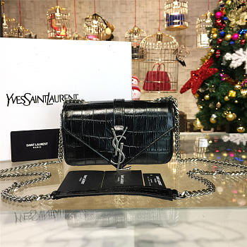 YSL Monogram College In Embossed Crocodile Shiny Leather BagsAll 4776