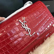 YSL Sunset Chain 17 Red Crocodile Embossed Shiny Leather 4860 - 2
