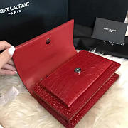 YSL Sunset Chain 17 Red Crocodile Embossed Shiny Leather 4860 - 3